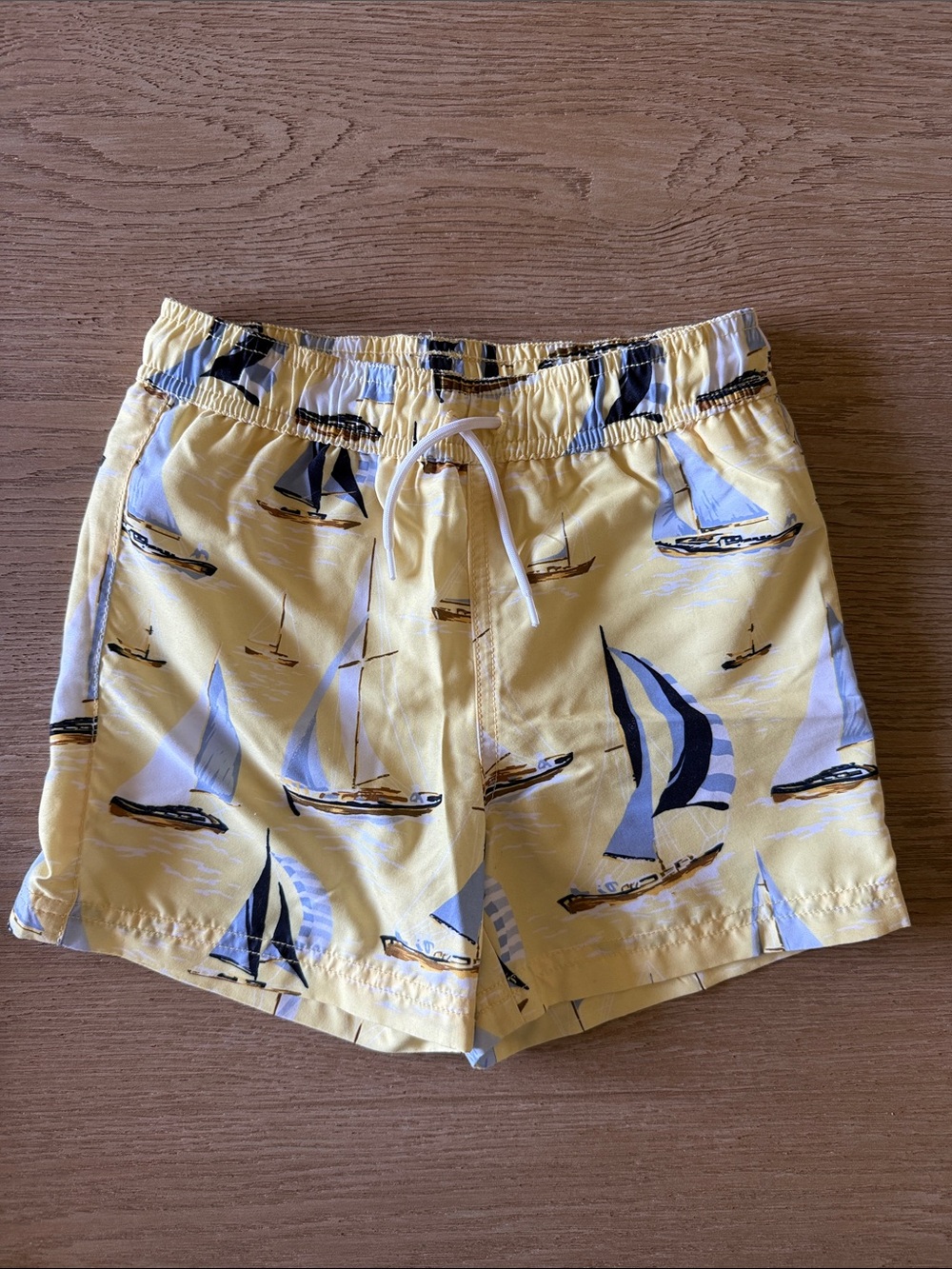 Janie and Jack Boys Sz 5 Yellow Sailboat Print Swim Trunks